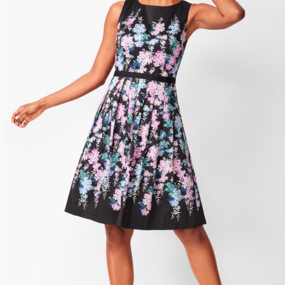 Talbots floral sateen fit and flare dress